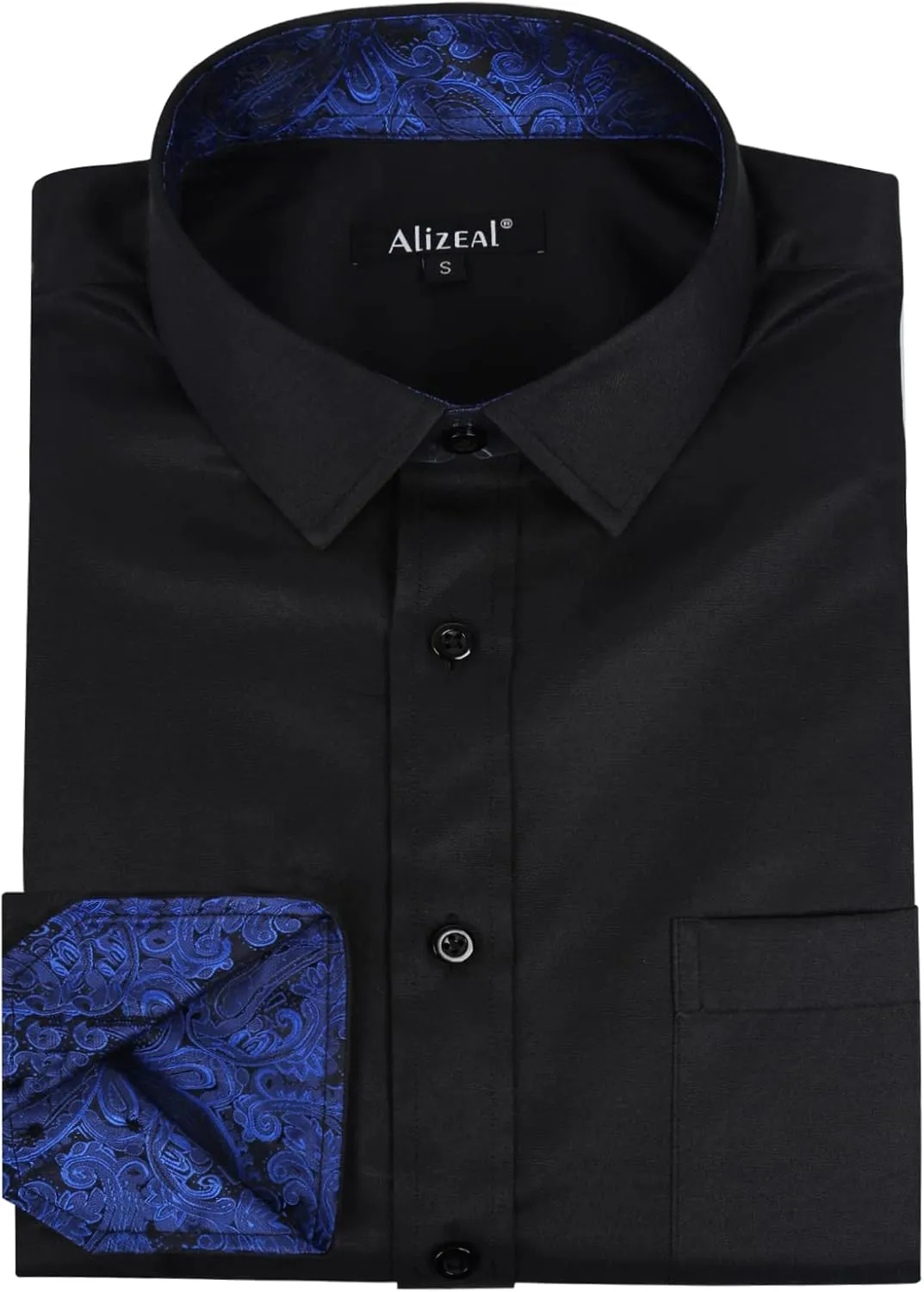 Alizeal Men's Business Slim Fit Dress Shirt Long Sleeve Patchwork Button-Down Shirt