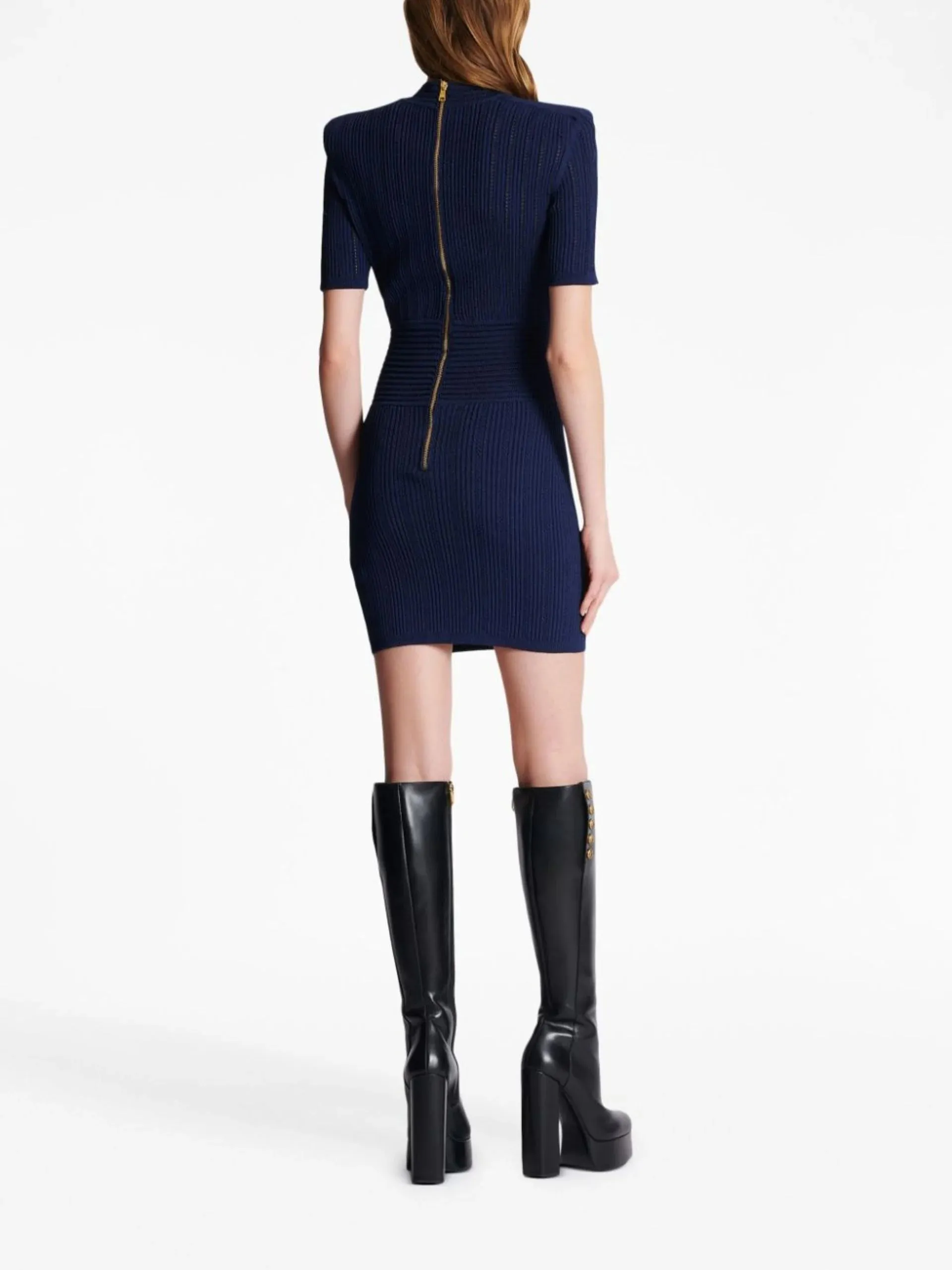 BLUE KNITTED MINI DRESS