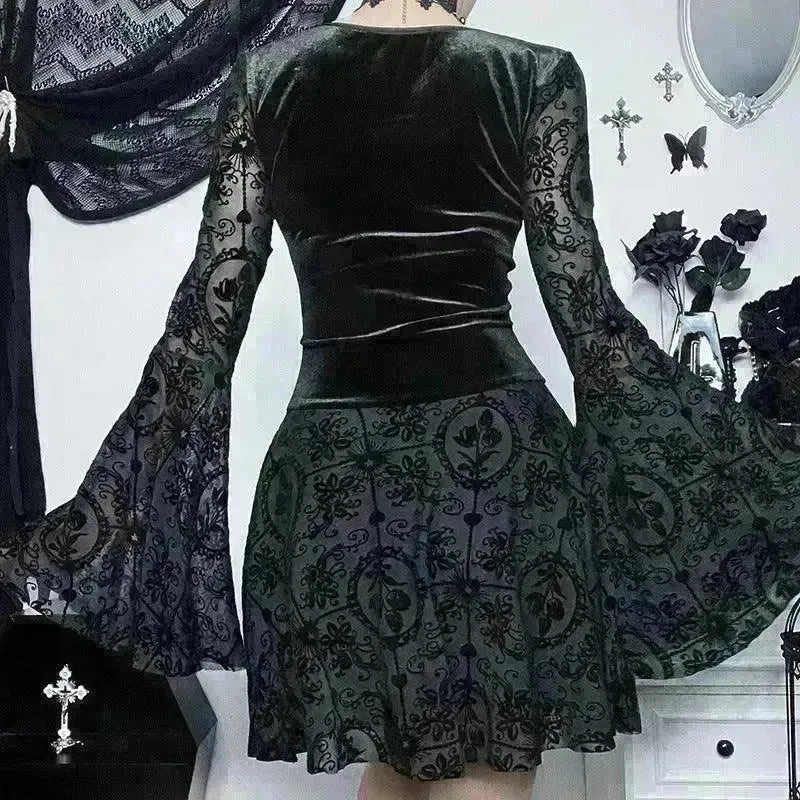 Gothic Vintage Fashion Elegant Classy Retro Mini Black Dress