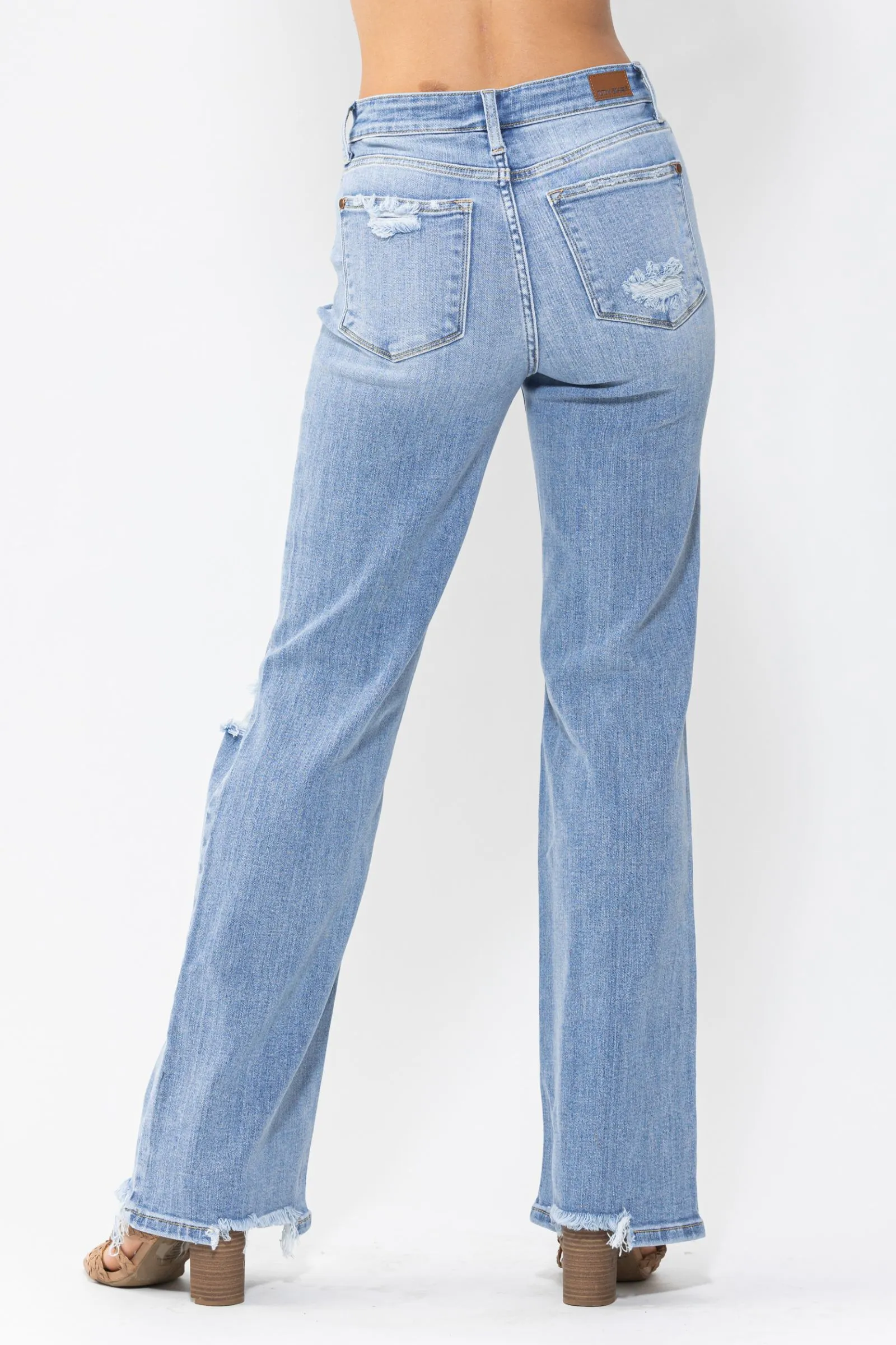 Judy Blue High Waist 90's Knee Destroy Straight Denim 82502