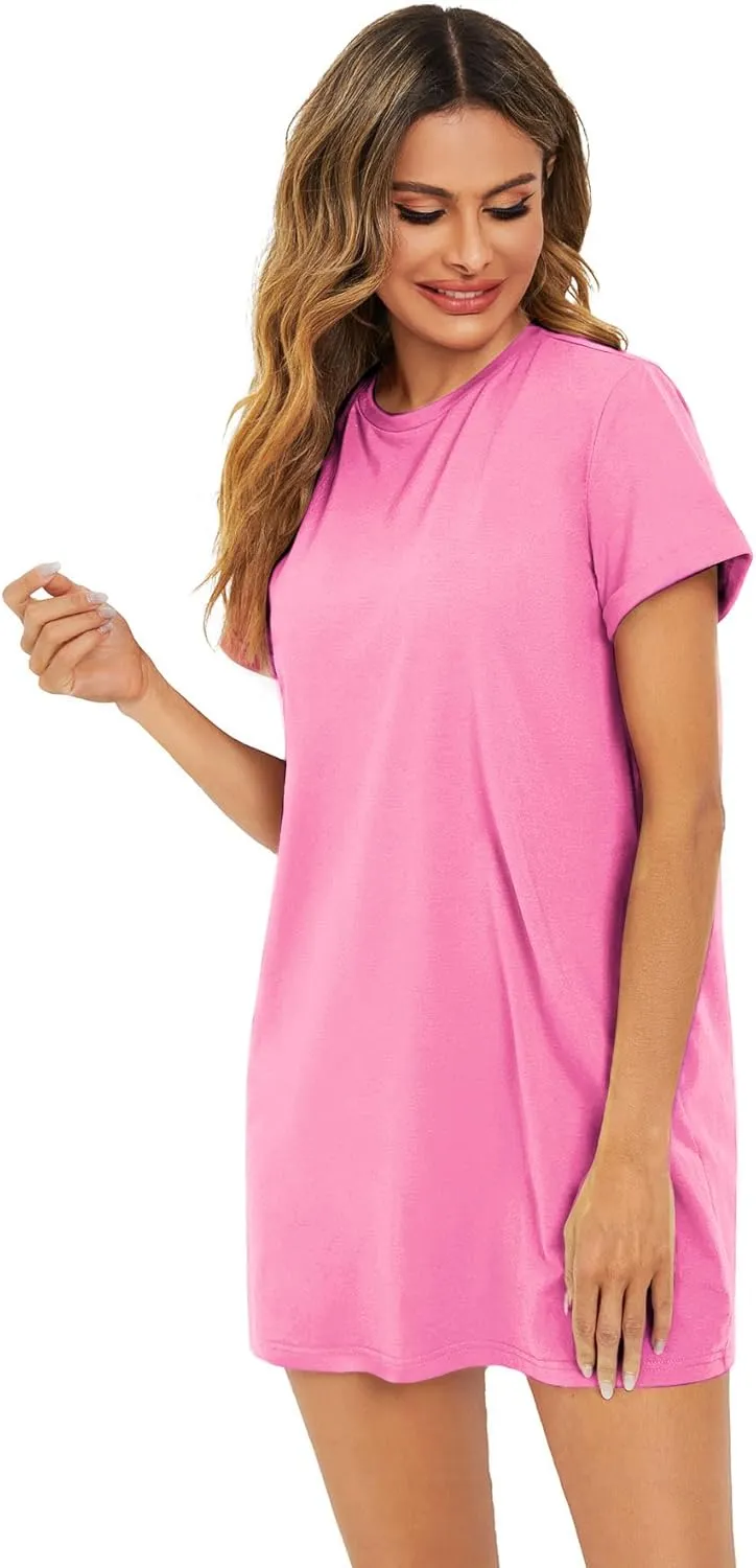 Milumia Women Casual Short T Shirt Dress Short Sleeve Straight Mini Tee Shirt Dress