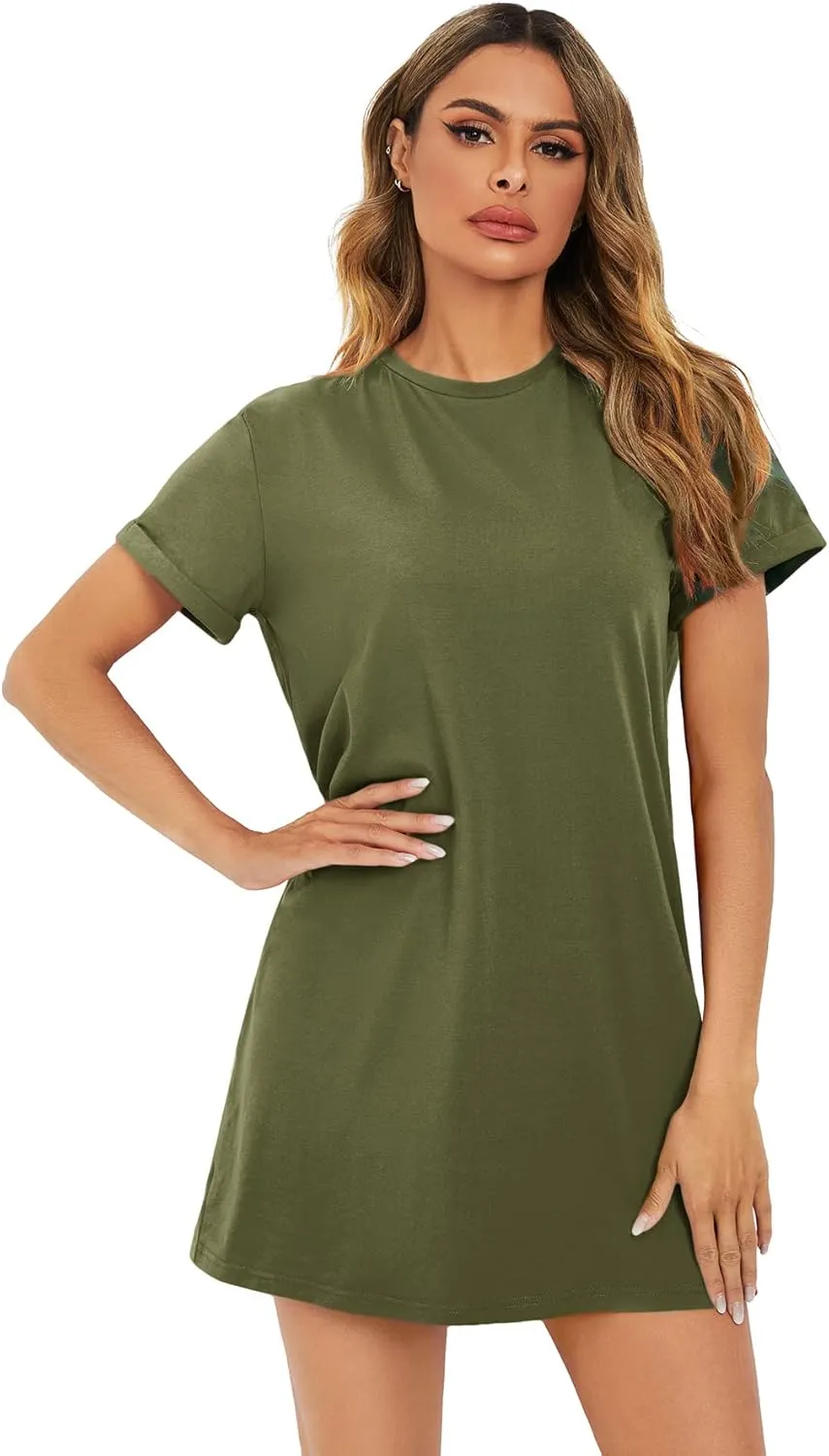 Milumia Women Casual Short T Shirt Dress Short Sleeve Straight Mini Tee Shirt Dress
