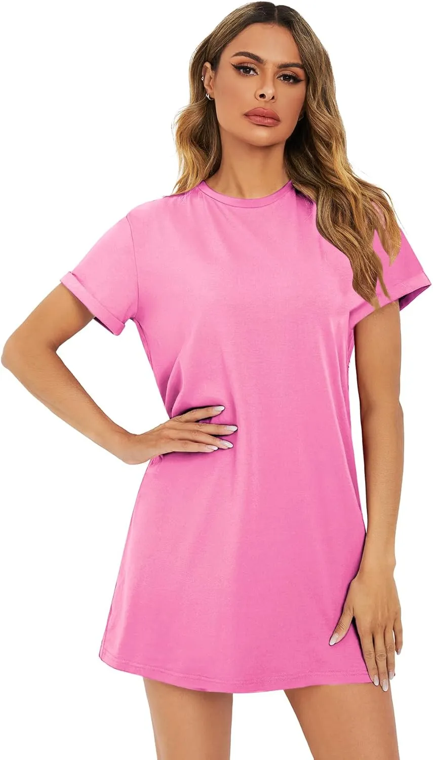Milumia Women Casual Short T Shirt Dress Short Sleeve Straight Mini Tee Shirt Dress