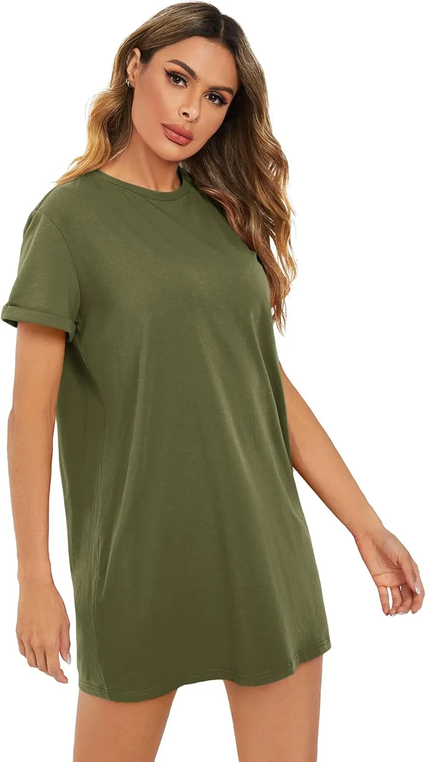 Milumia Women Casual Short T Shirt Dress Short Sleeve Straight Mini Tee Shirt Dress