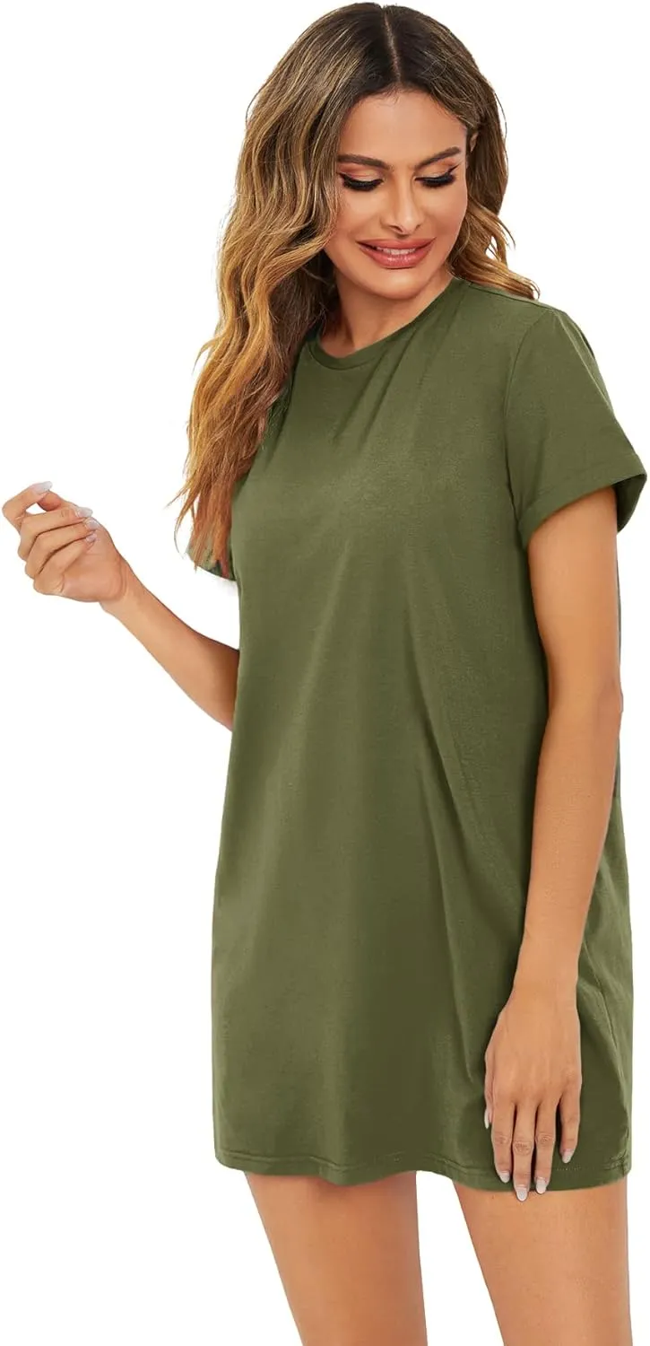 Milumia Women Casual Short T Shirt Dress Short Sleeve Straight Mini Tee Shirt Dress