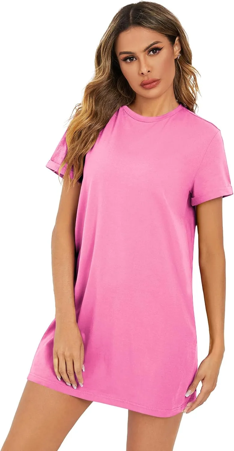 Milumia Women Casual Short T Shirt Dress Short Sleeve Straight Mini Tee Shirt Dress