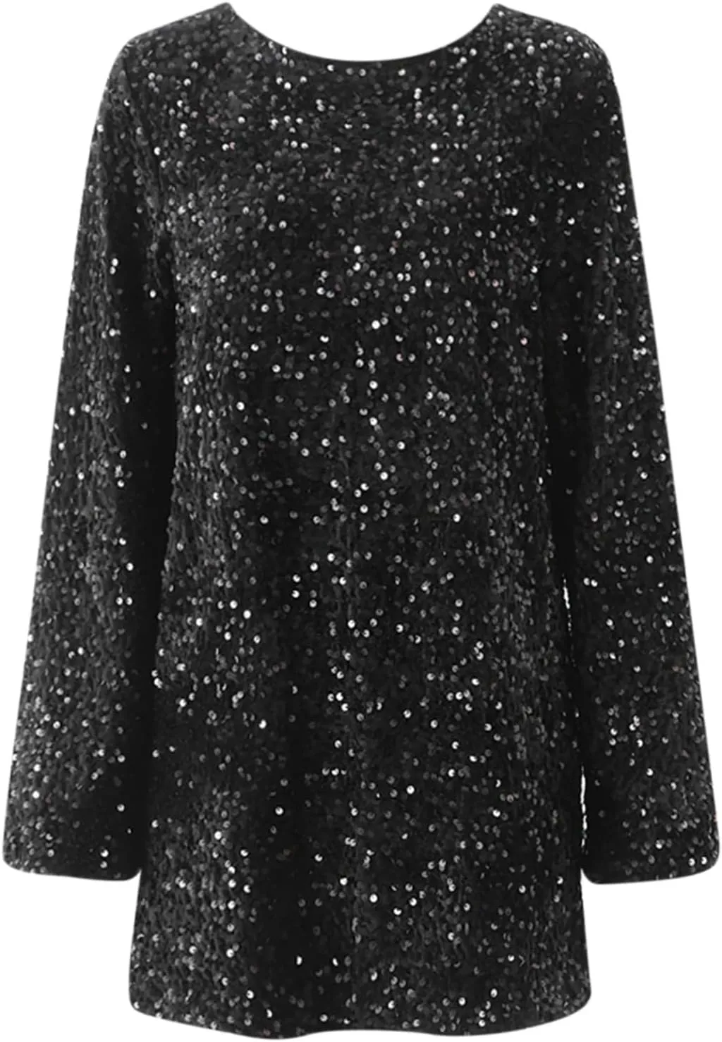 Sequin Dress for Women Long Sleeve Sparkly Dresses Back Petersham Ribbon Bow Party Night Out Club Festival Mini Dress