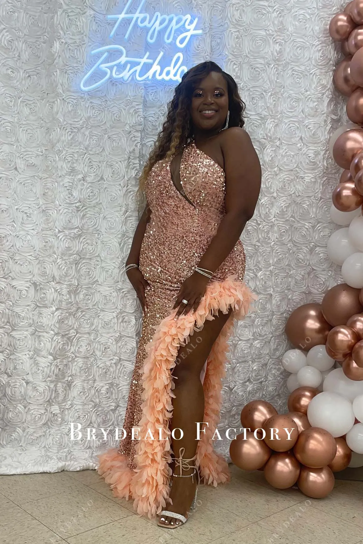 Sexy Champagne Gold Shimmer Plus Size Luxury Birthday Dress
