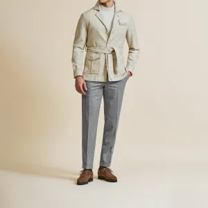 Sport Coat - Sand Wool-Cashmere Basketweave with Tonal Windowpane 9053