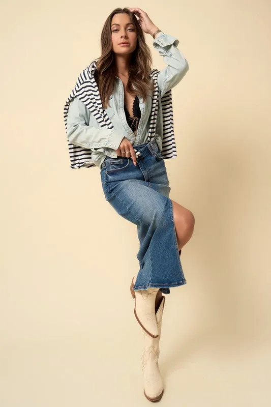 TEEK - DARK DENIM CROSSOVER SKIRT