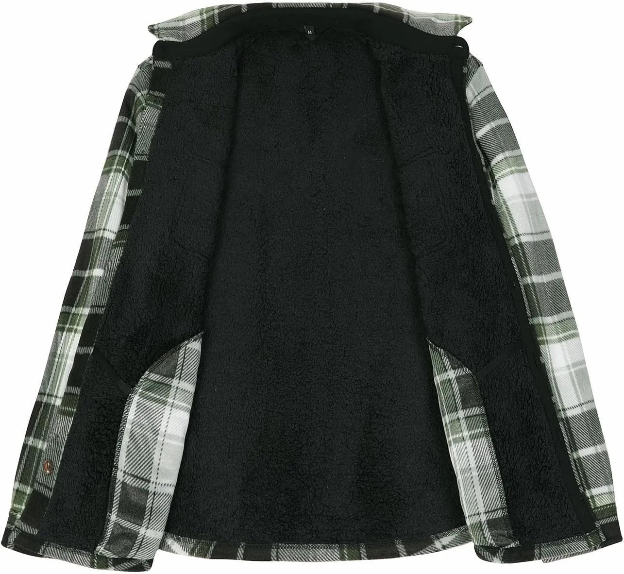 ThCreasa Mens Sherpa Fleece Lined Flannel Shirt Jacket Warm Button Down Plaid Shirt-Jac