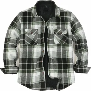 ThCreasa Mens Sherpa Fleece Lined Flannel Shirt Jacket Warm Button Down Plaid Shirt-Jac