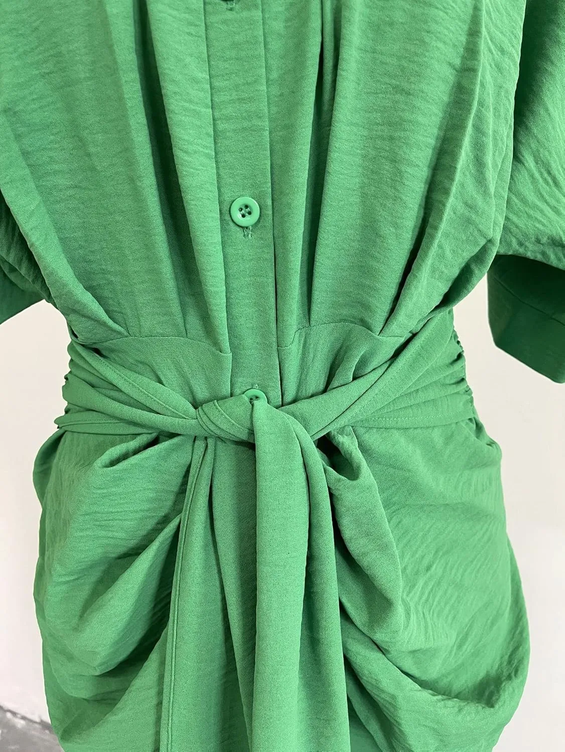utcoco Women's Summer Ruched Button Down Shirt Dresses Flowy Casual Tie Waist Short Sleeve Maxi Shirt Dress