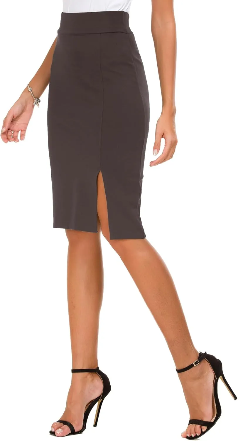Womens Pencil Skirt Bodycon Business Skirt Side Slit Hem