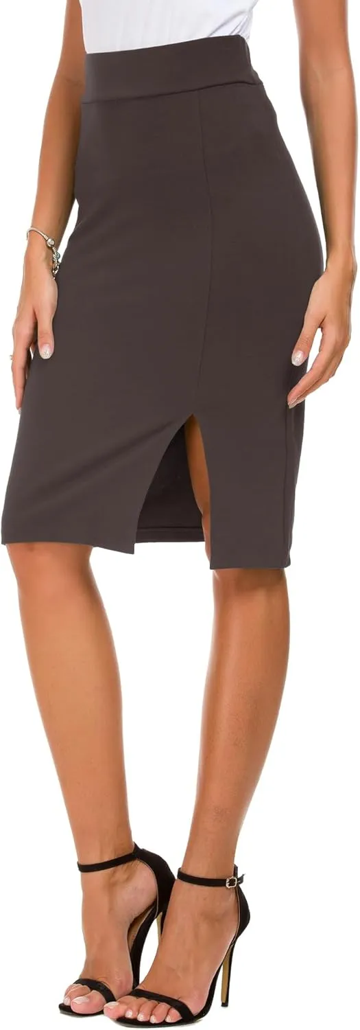 Womens Pencil Skirt Bodycon Business Skirt Side Slit Hem